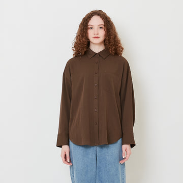 Women Oversized Shirt - Brown - SW2508239B