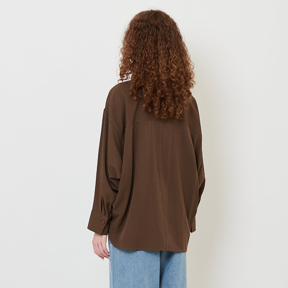 Women Oversized Shirt - Brown - SW2508239B