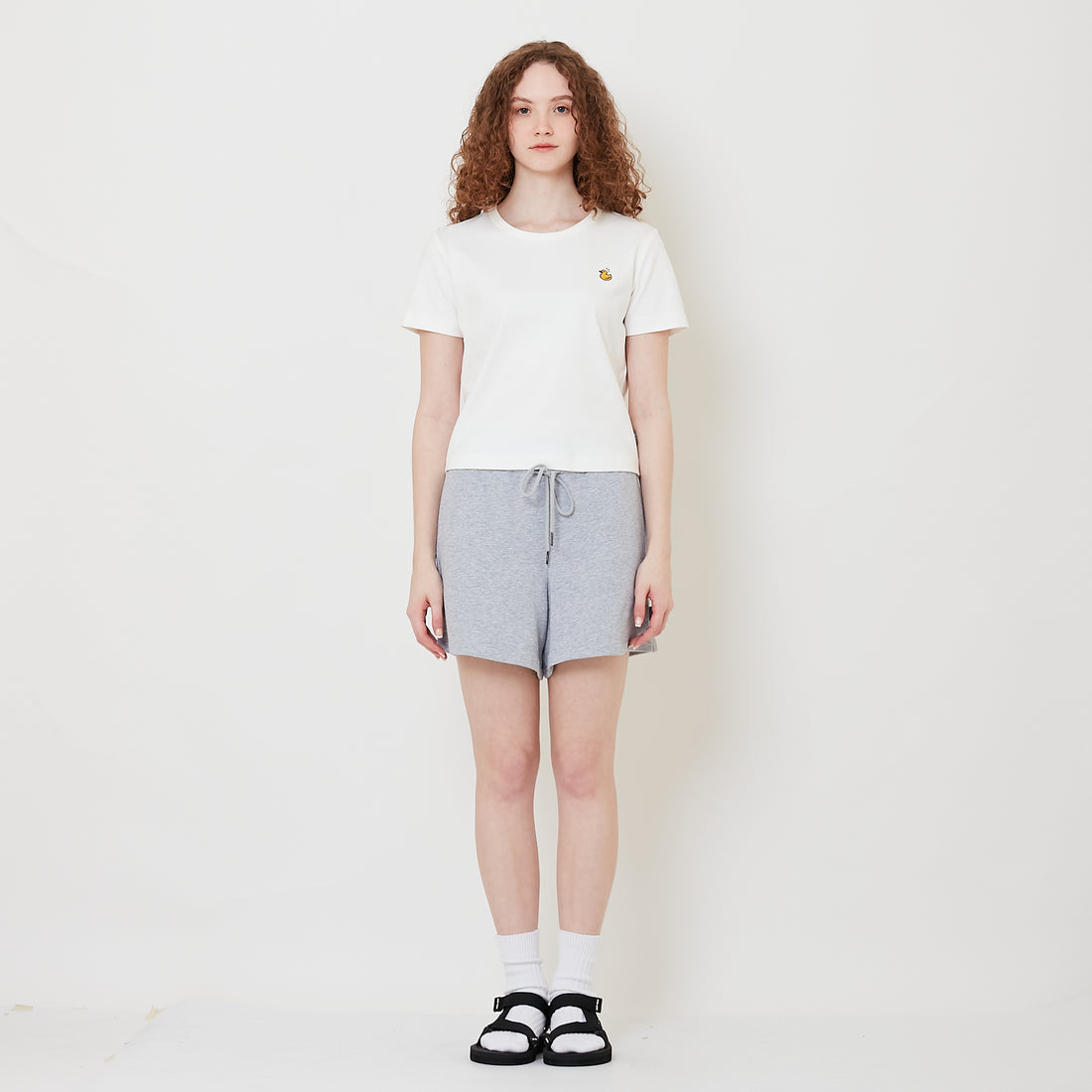 Women Elastic Waist Shorts - Light Grey - SW2509141A