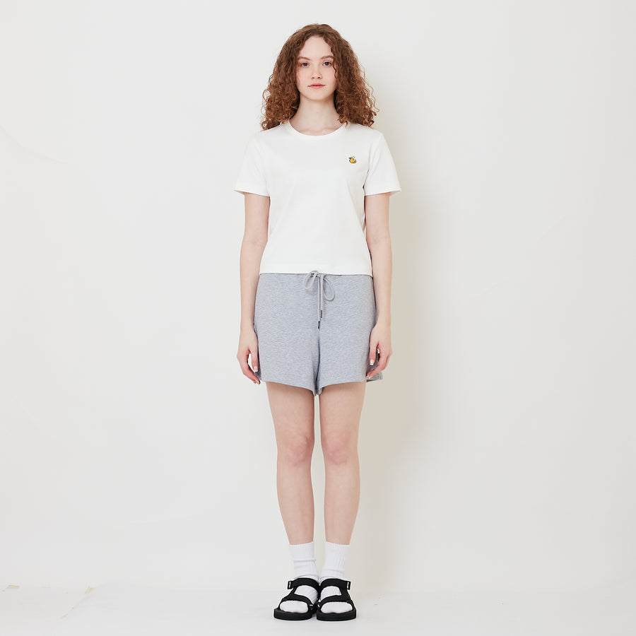 Women Elastic Waist Shorts - Light Grey - SW2509141A