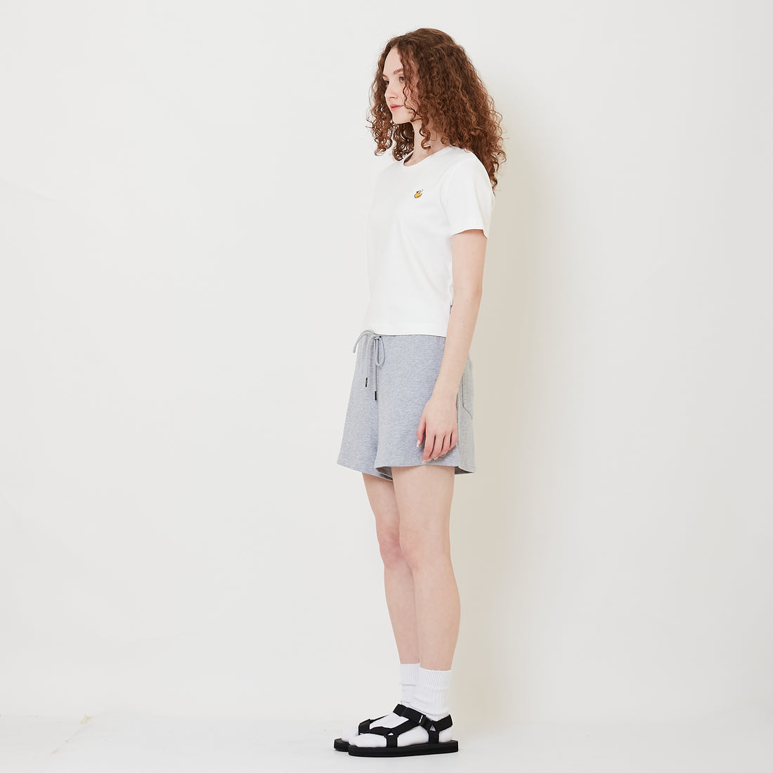 Women Elastic Waist Shorts - Light Grey - SW2509141A