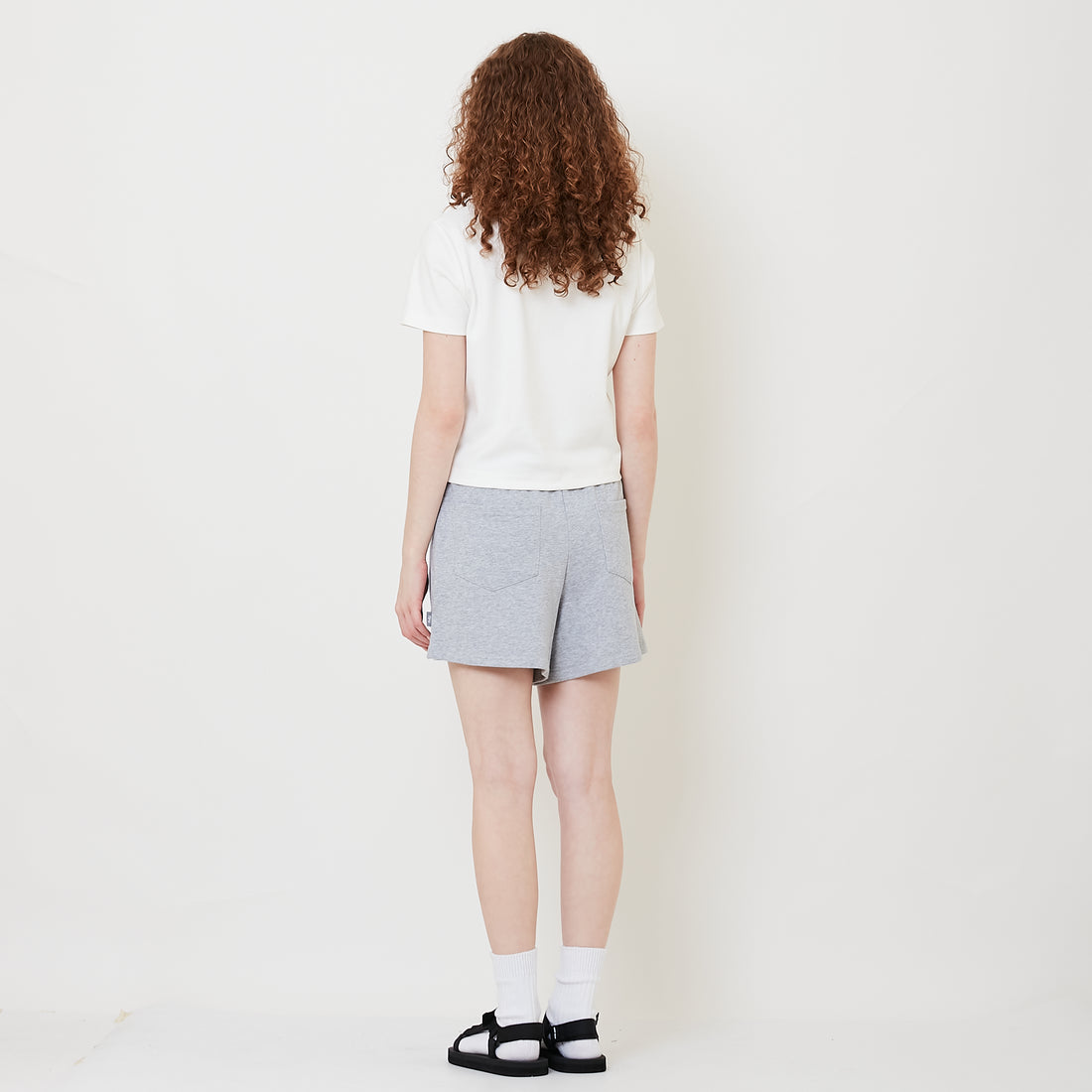Women Elastic Waist Shorts - Light Grey - SW2509141A