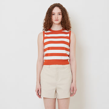 Women Striped Knit Cropped Top - Orange - SW2509143A