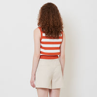 Women Striped Knit Cropped Top - Orange - SW2509143A