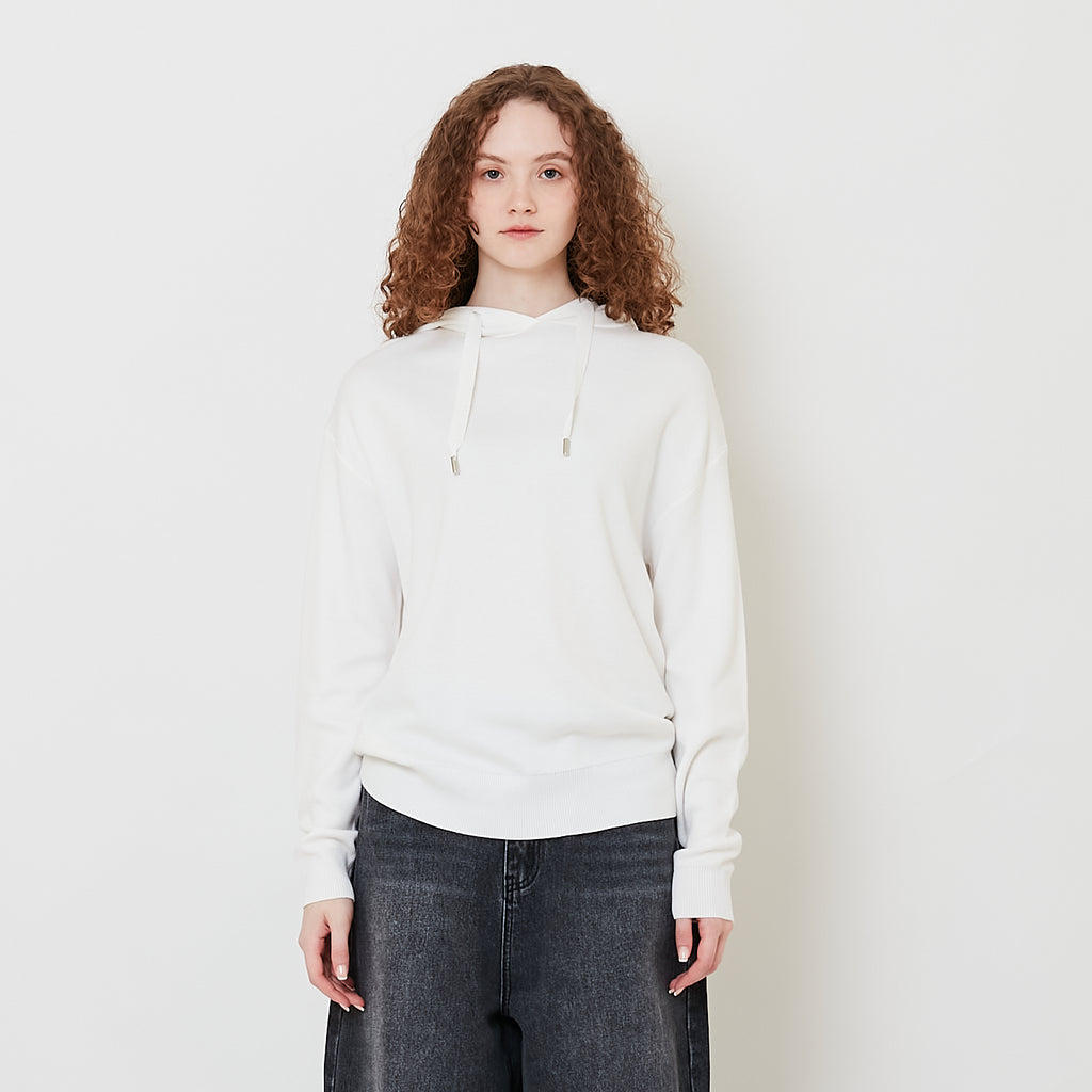 Women Hooded Knit Sweater - Off White - SW2509146A