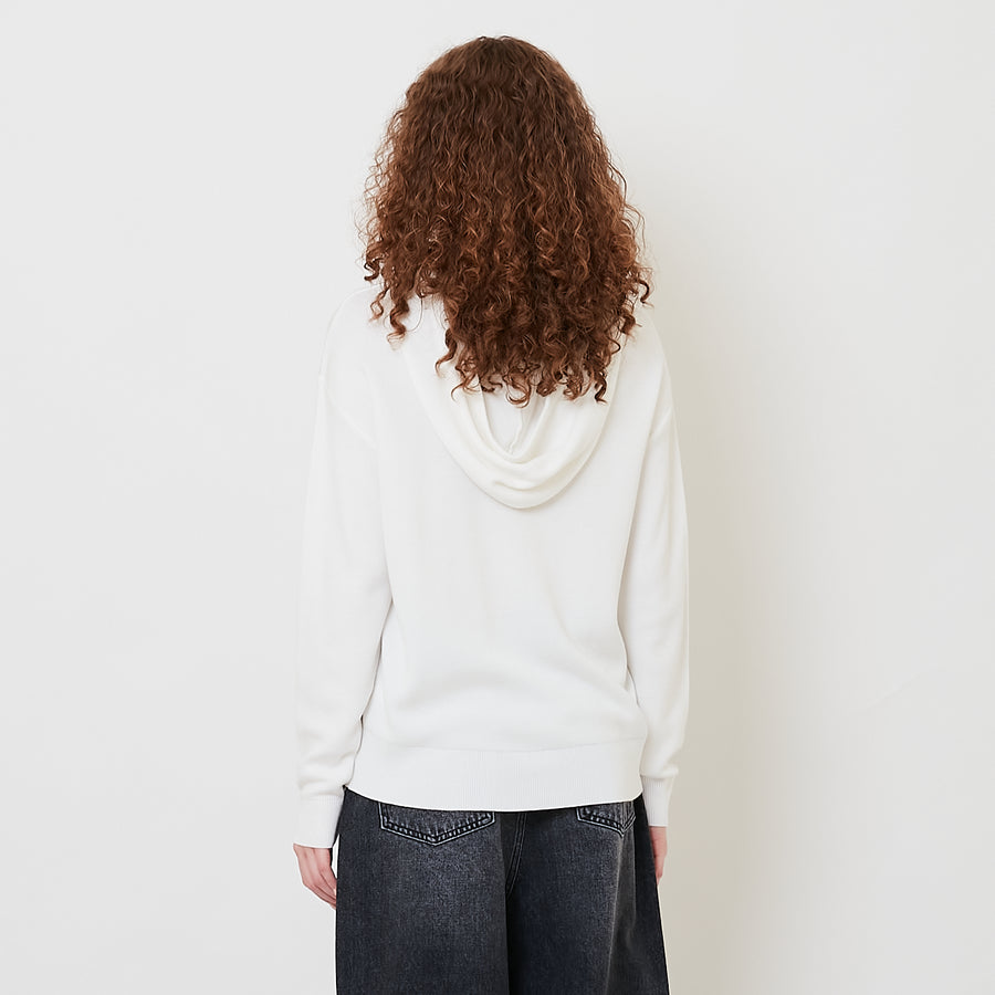 Women Hooded Knit Sweater - Off White - SW2509146A