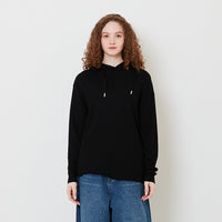 Women Hooded Knit Sweater - Black - SW2509146B