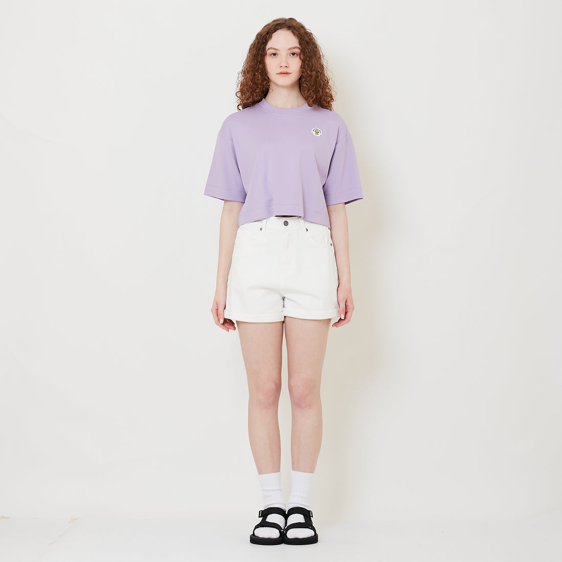 Women Stretch Denim Shorts - Off White - SW2509148A