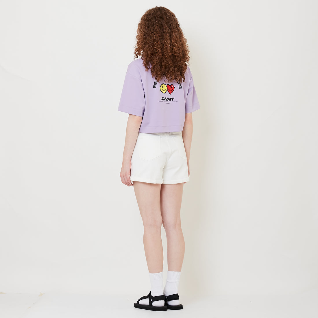 Women Stretch Denim Shorts - Off White - SW2509148A