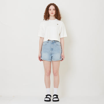 Women Stretch Denim Shorts - Light Blue - SW2509148B