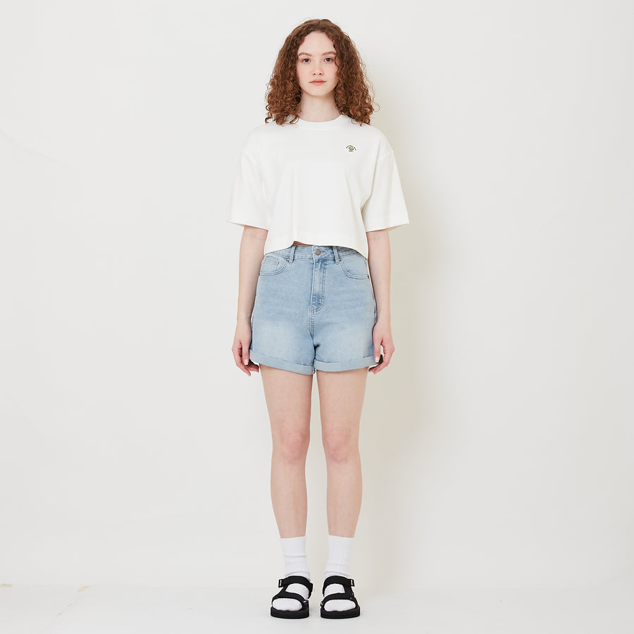 Women Stretch Denim Shorts - Light Blue - SW2509148B