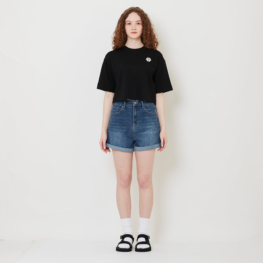 Women Stretch Denim Shorts - Blue - SW2509148C