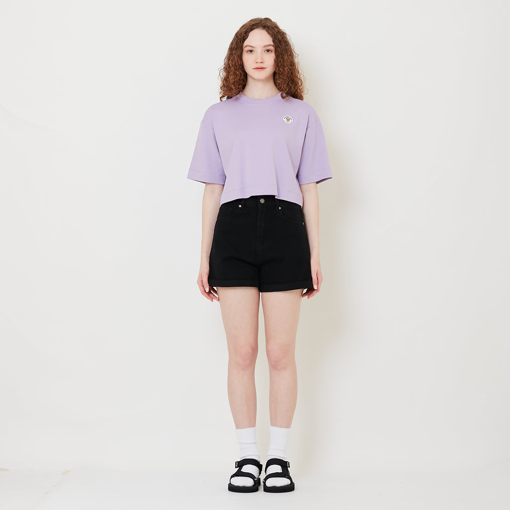 Women Stretch Denim Shorts - Black - SW2509148D