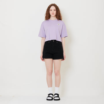 Women Stretch Denim Shorts - Black - SW2509148D