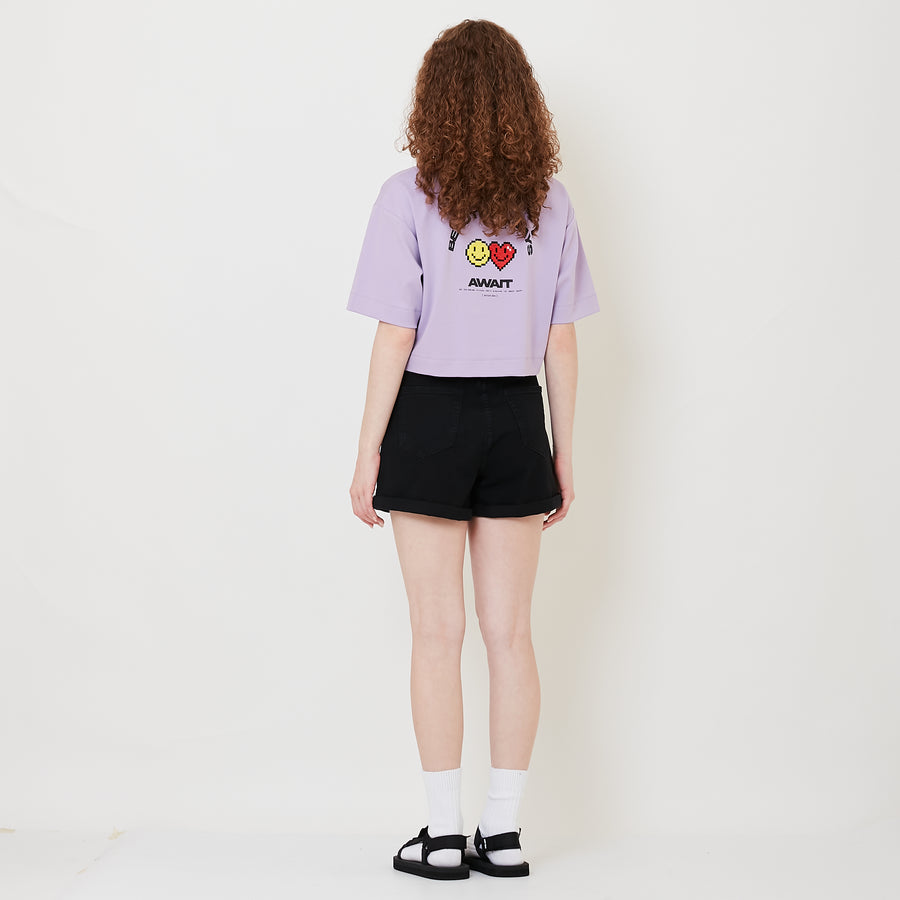Women Stretch Denim Shorts - Black - SW2509148D