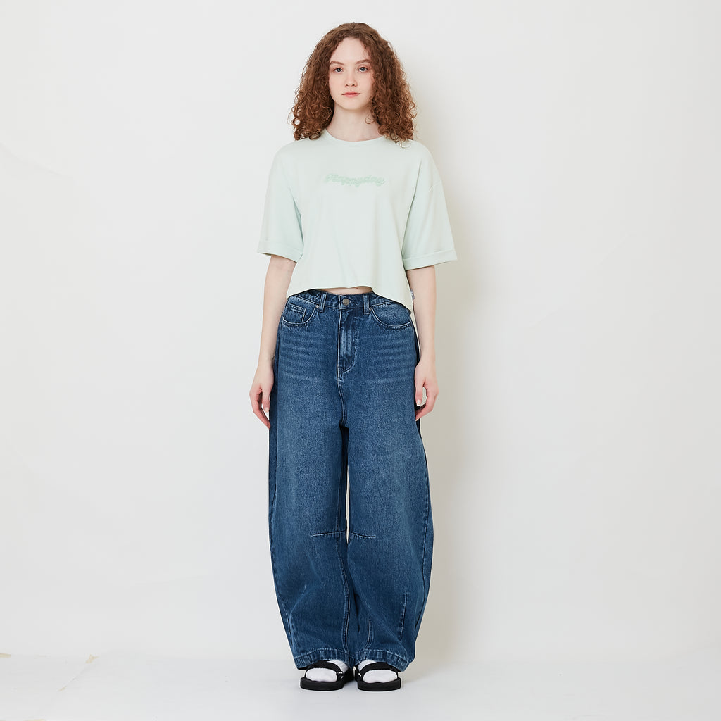 Women Barrel Leg Jeans - Blue - SW2509151A