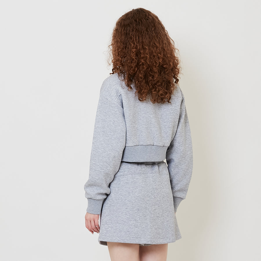 Women Turtle Neck Neoprene Jacket - Light Grey - SW2509155A
