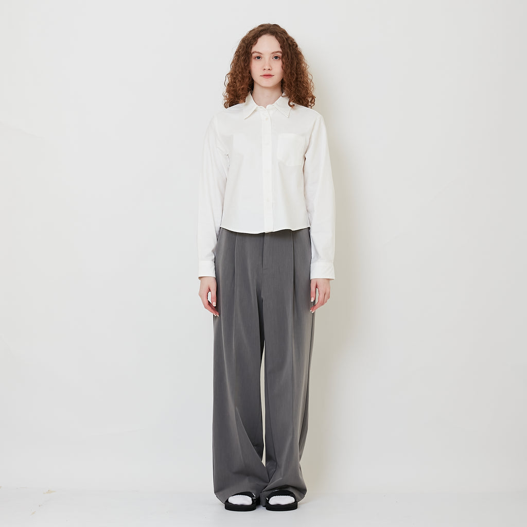 Women Wide-Leg Long Pants - Grey - SW2509156A