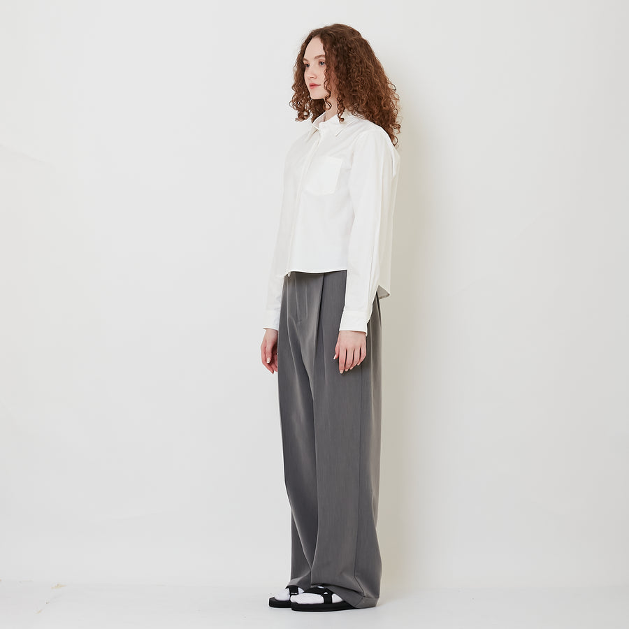 Women Wide-Leg Long Pants - Grey - SW2509156A