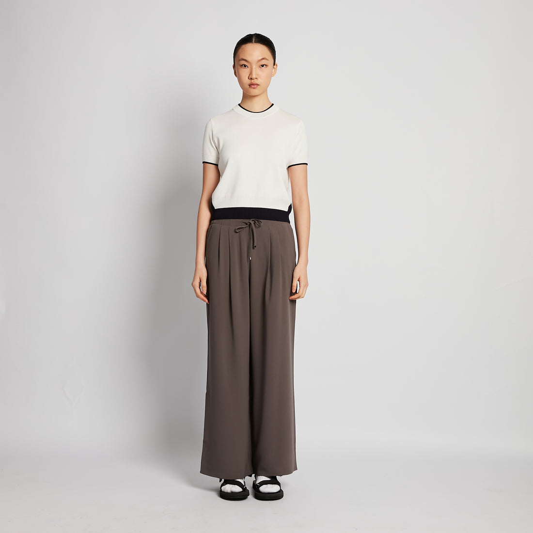 Women Wide-Leg Long Pants - Grey - SW2509245A