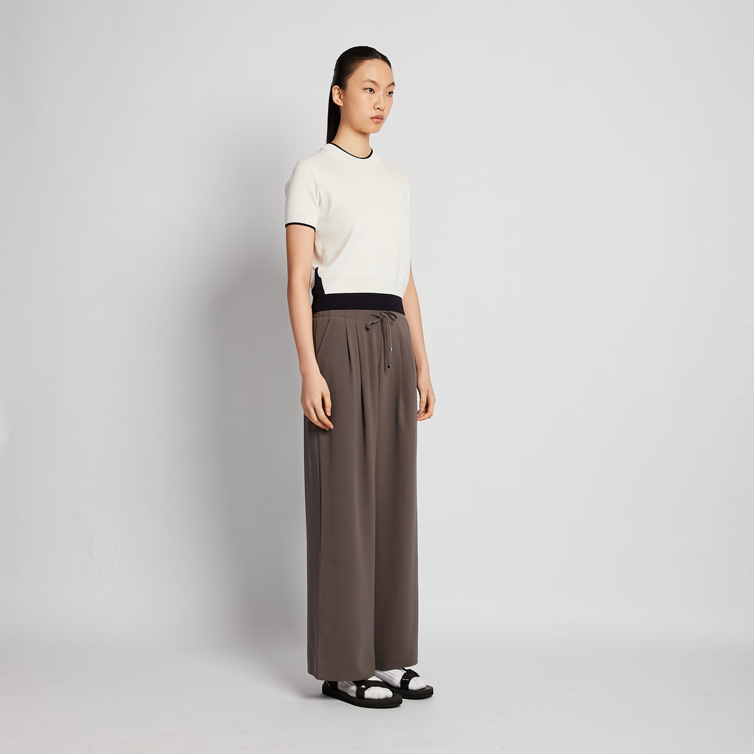 Women Wide-Leg Long Pants - Grey - SW2509245A