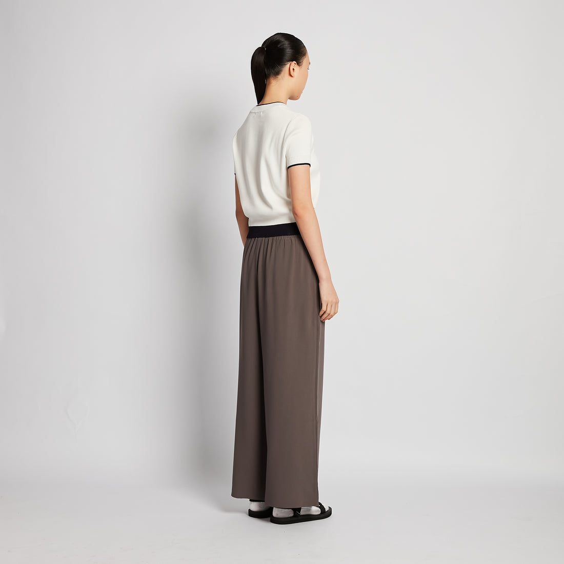 Women Wide-Leg Long Pants - Grey - SW2509245A