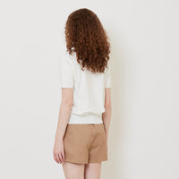 Women Polo Collar Knit Top - Off White - SW2510165A