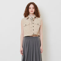 Women Corduroy Vest - Light Khaki - SW2510171A