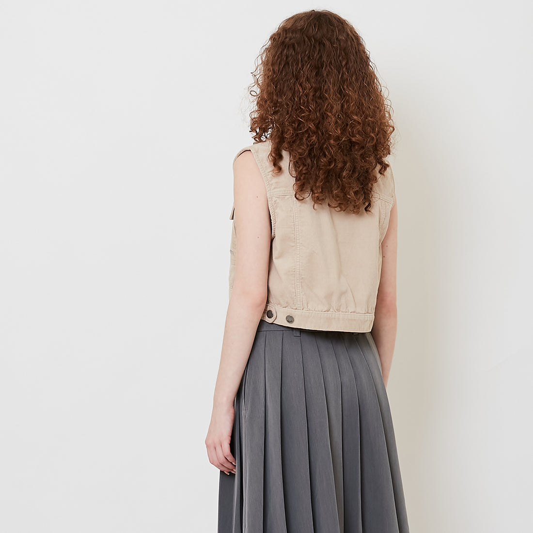 Women Corduroy Vest - Light Khaki - SW2510171A