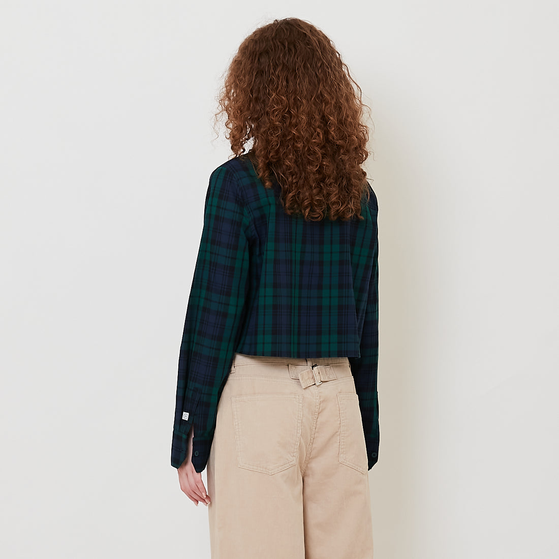 Women Plaid Cropped Shirt - Dark Green - SW2510173A