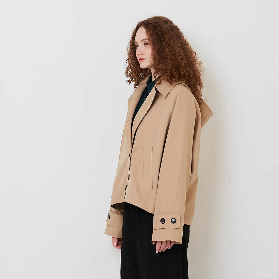 Women Hoodie Outerwear - Khaki - SW2510175A