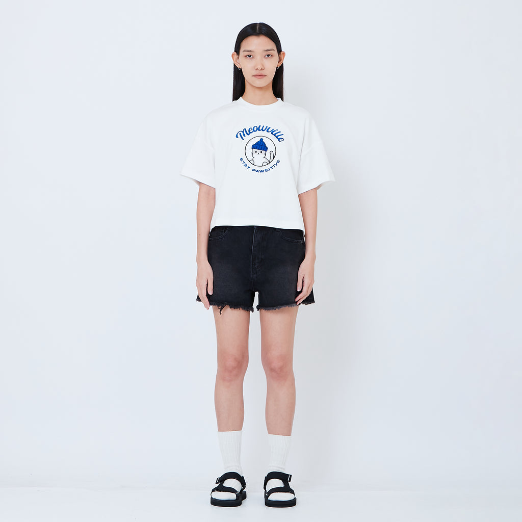 Women Denim Shorts - Black - SW2603080D