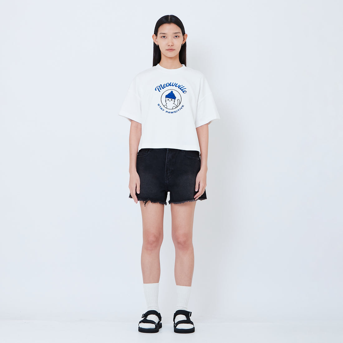 Women Denim Shorts - Black - SW2603080D