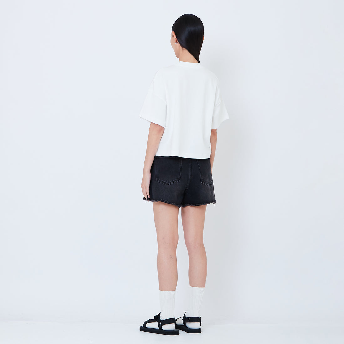 Women Denim Shorts - Black - SW2603080D