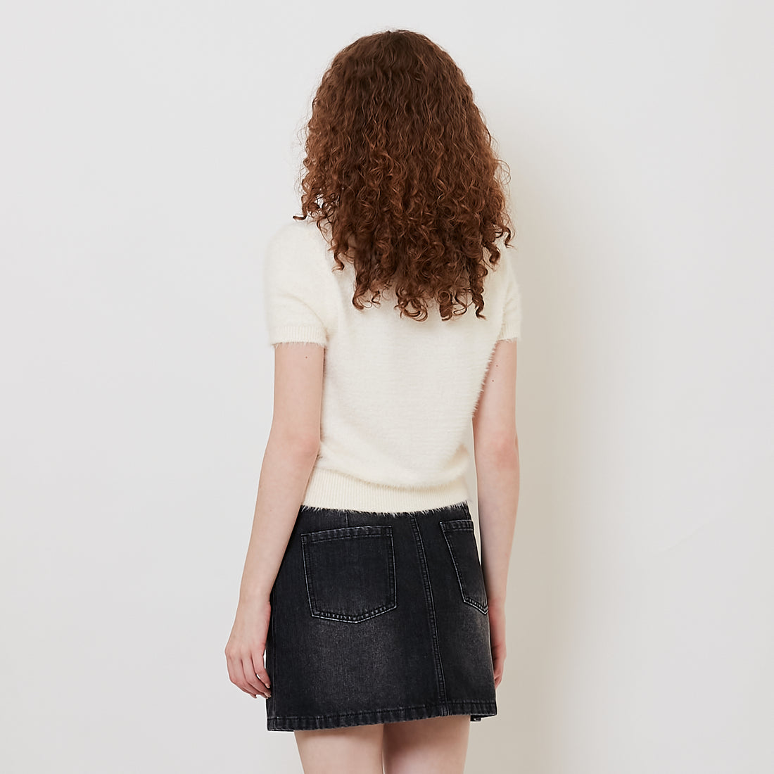 Women Fluffy Knit Top - Off White - SW2511181A