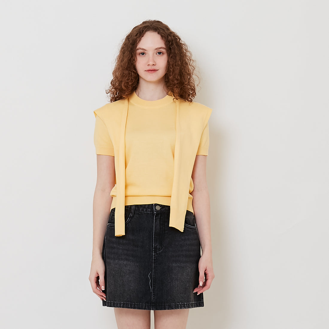 Women 2-in-1 Knit Top - Yellow - SW2511182A
