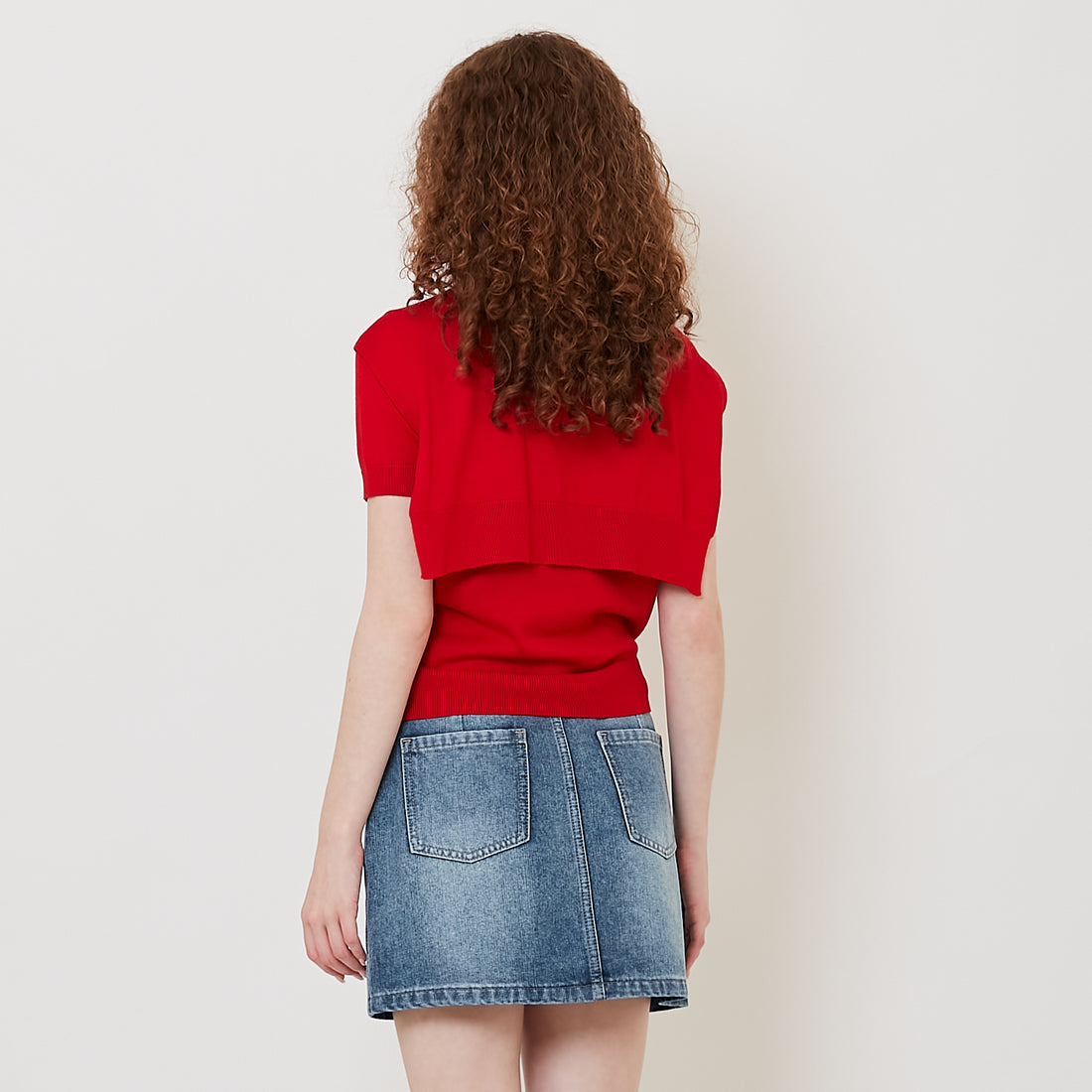 Women 2-in-1 Knit Top - Red - SW2511182C