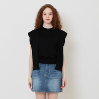 Women 2-in-1 Knit Top - Black - SW2511182D