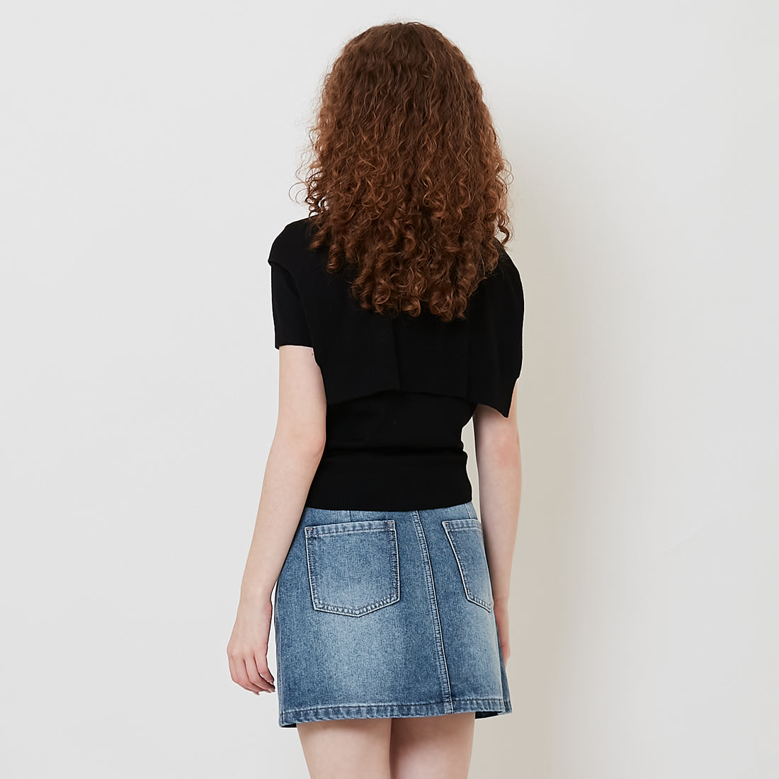 Women 2-in-1 Knit Top - Black - SW2511182D