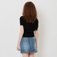 Women 2-in-1 Knit Top - Black - SW2511182D