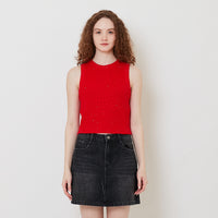 Women Sequin Knit Tank Top - Red - SW2511183B