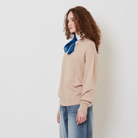 Women Double Collar Knit Top - Light Khaki - SW2511184A