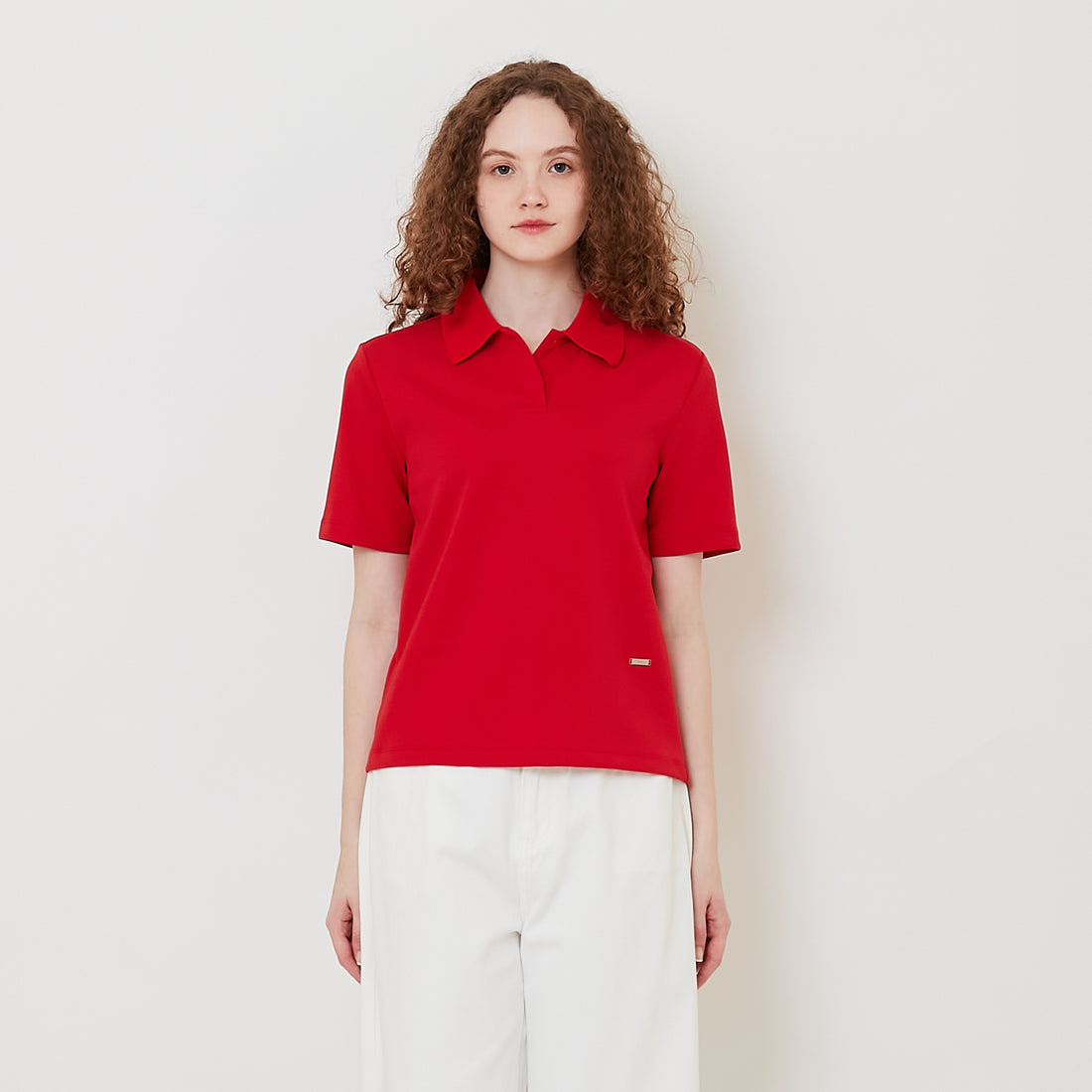 Women Neoprene Polo Top - Red - SW2511185C