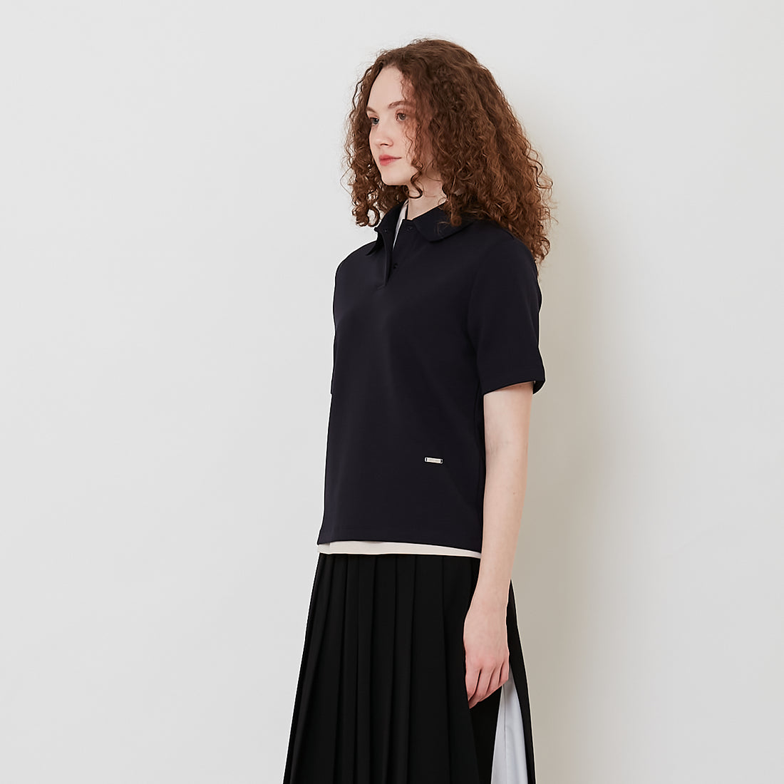 Women Neoprene Polo Top - Navy - SW2511185D