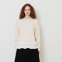 Women Combined Oversized Top - Light Khaki - SW2511186A