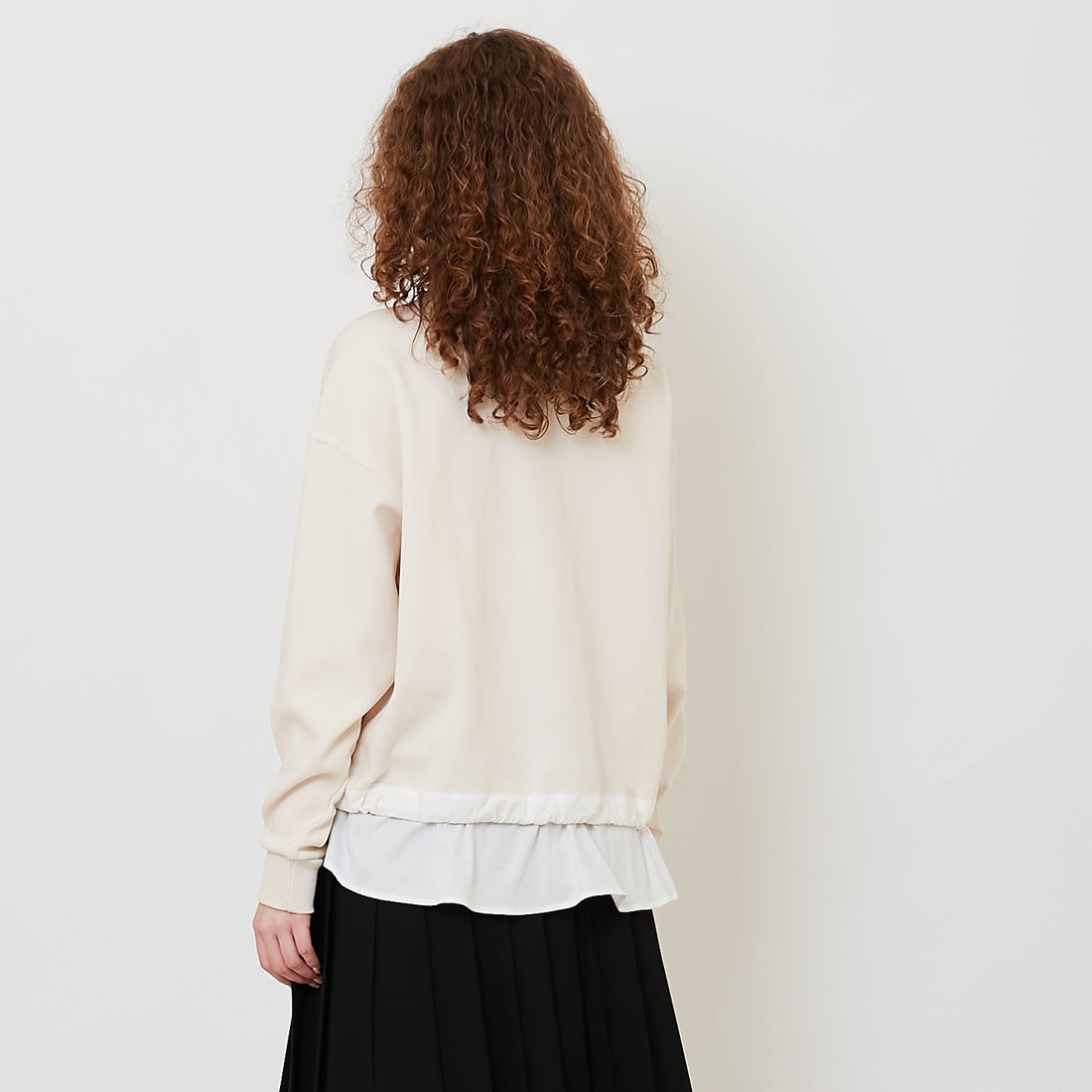 Women Combined Oversized Top - Light Khaki - SW2511186A