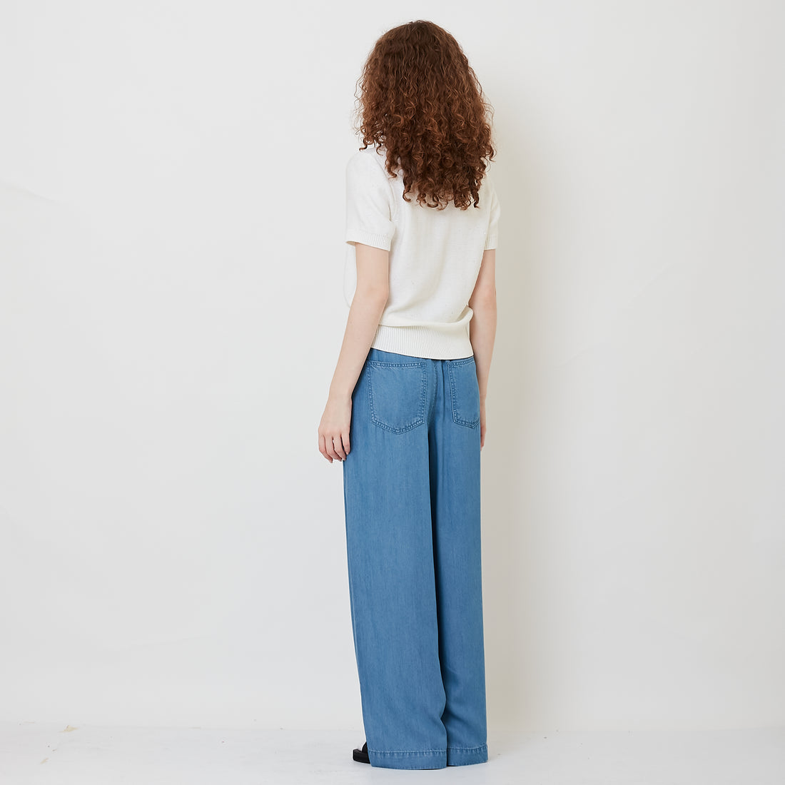 Women Elastic Wide-Leg Jeans - Blue - SW2511190A