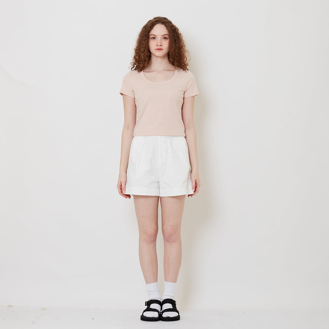 Women Cotton Nylon Shorts - Off White - SW2511192A