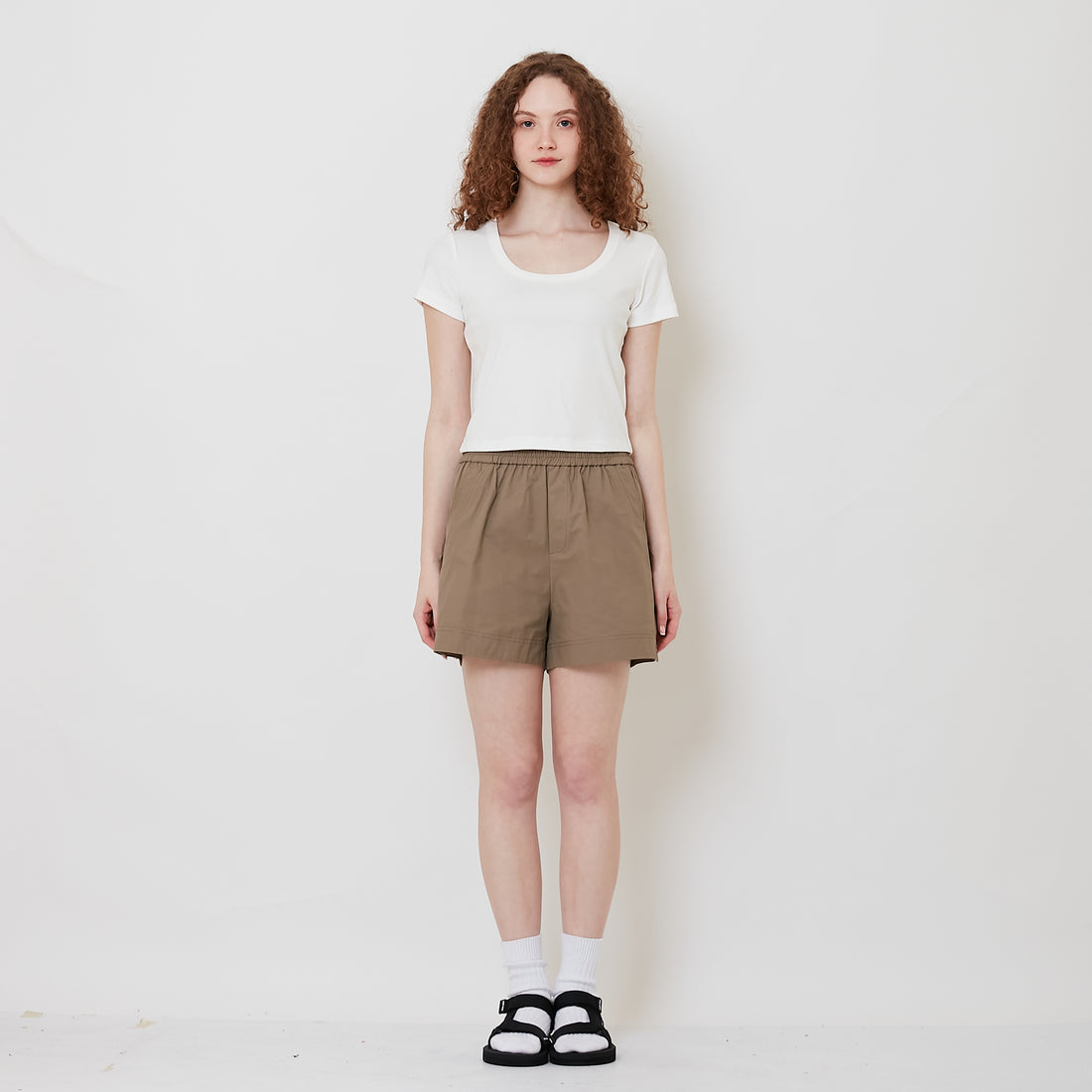 Women Cotton Nylon Shorts - Brown - SW2511192C