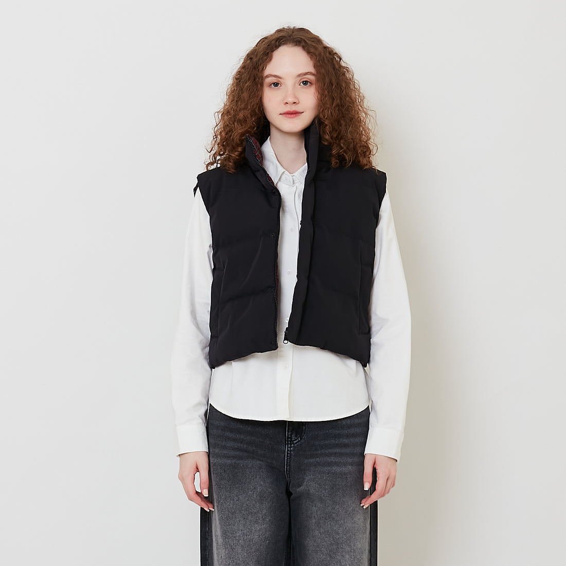 Women Puffer Vest - Black - SW2511202A